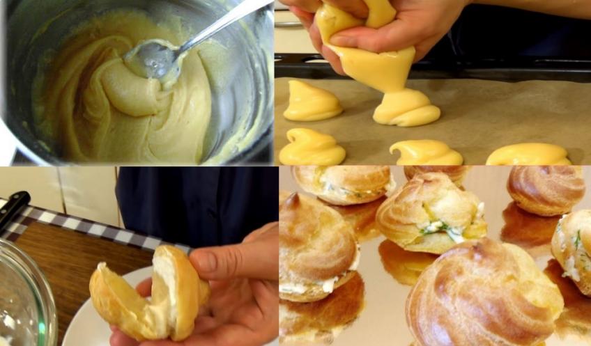 Гужеры или профитроли (заварные шарики с сыром) - приготовление